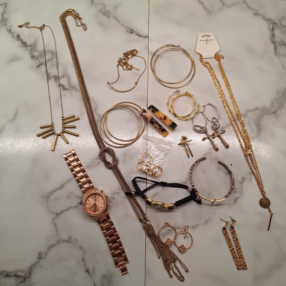 Gold Toned Costume Jewelry Assortment